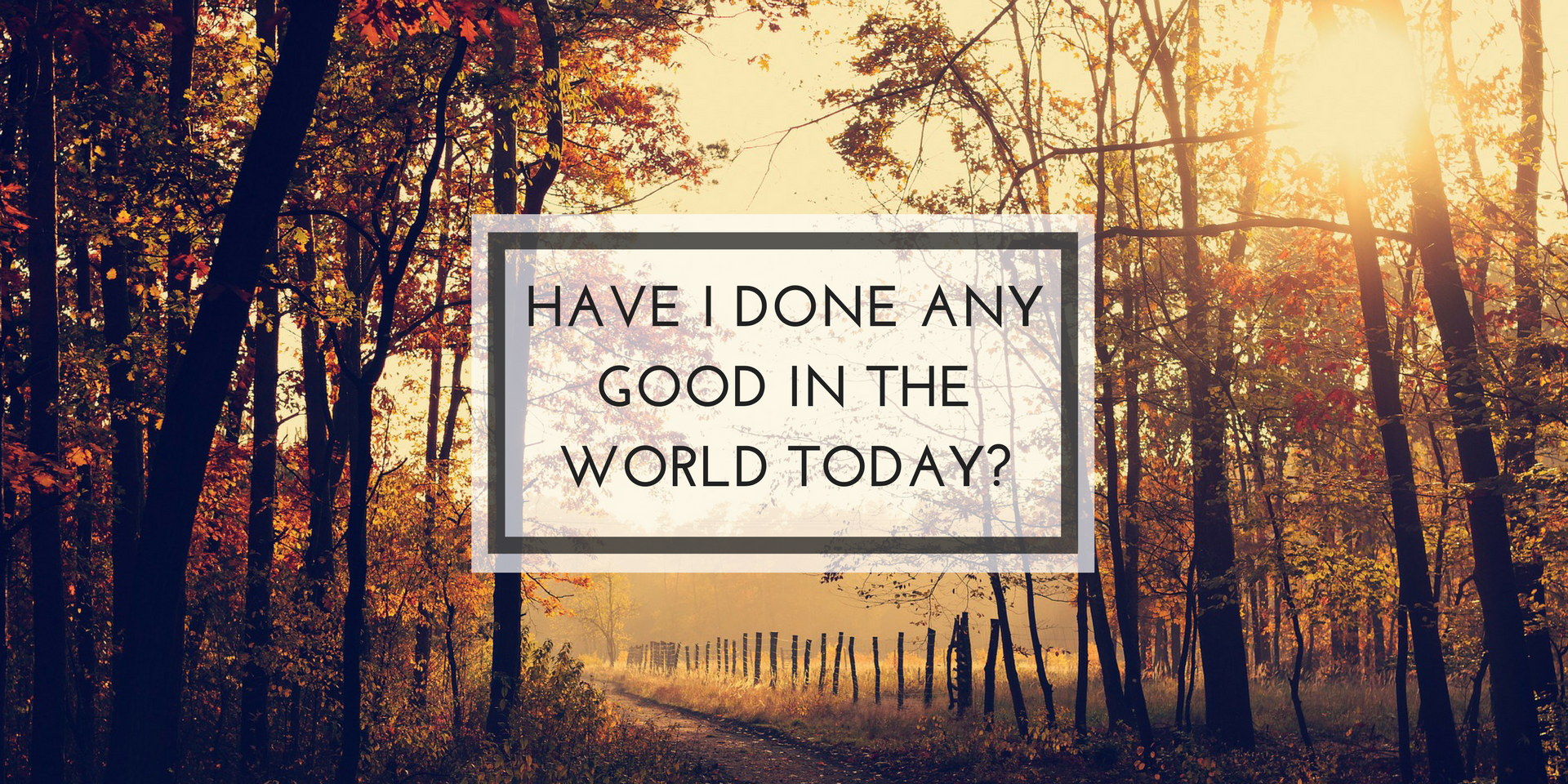 Have I Done Any Good in the World Today?