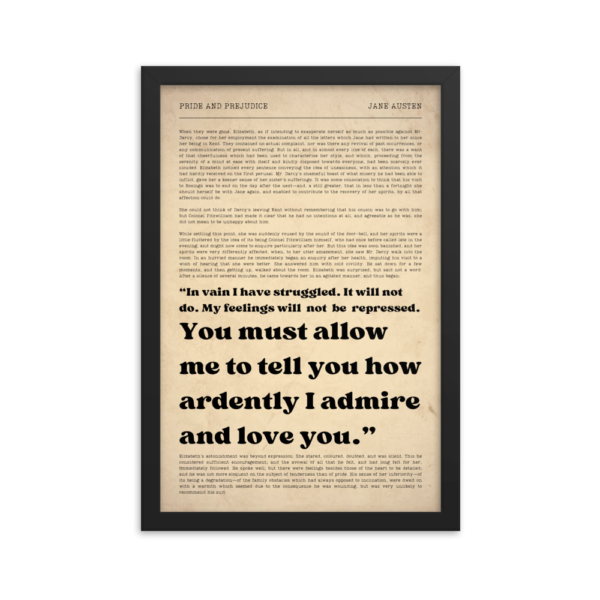 Mr Darcy Quote | Framed Book Page Art (12" x 18")
